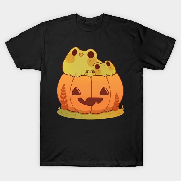 Pumpkin with frogs T-Shirt by Rihnlin